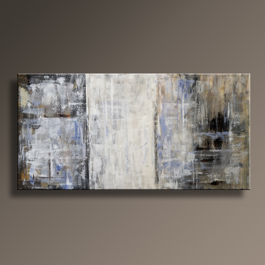 48" Original Abstract Painting Canvas Art Rustic Neutral In Best And Newest Neutral Abstract Wall Art (Gallery 1 of 20)