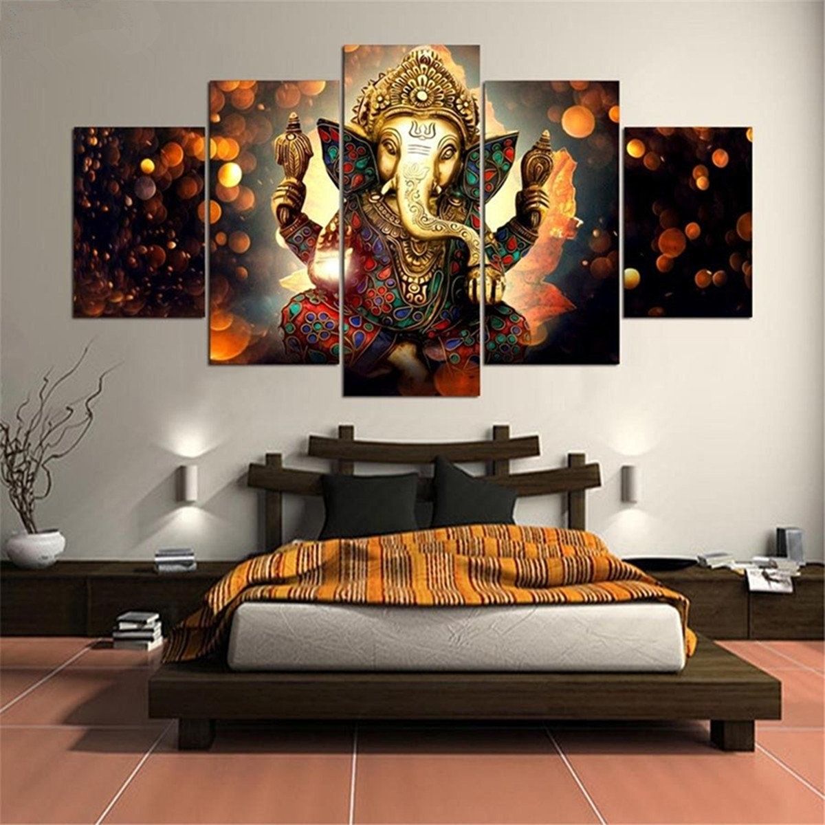 5 Pcs Ganesha Painting Abstract Picture Modern Canvas Wall Art Throughout Most Recently Released Abstract Ganesha Wall Art (View 5 of 20)