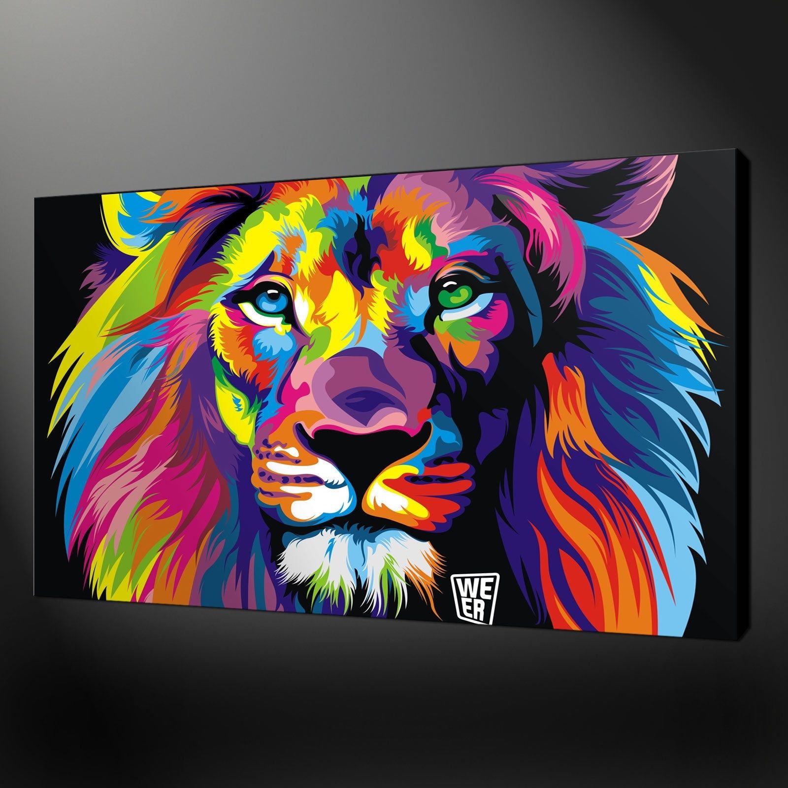 Abstract Lion Quality Canvas Print Picture Wall Art Design Free Uk For Recent Abstract Animal Wall Art (View 1 of 20)