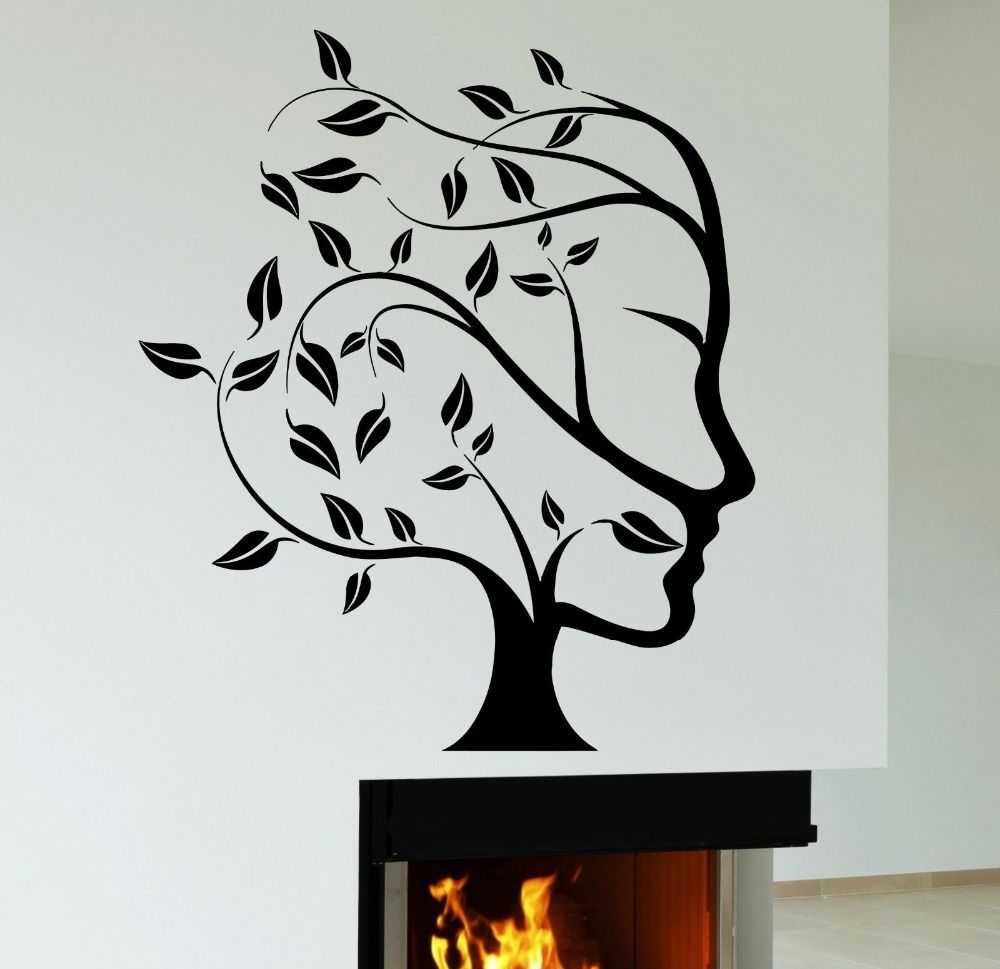 Abstract Nature Tree Woman Face Wall Sticker Creative Art Design Regarding Newest Abstract Art Wall Decal (View 5 of 20)
