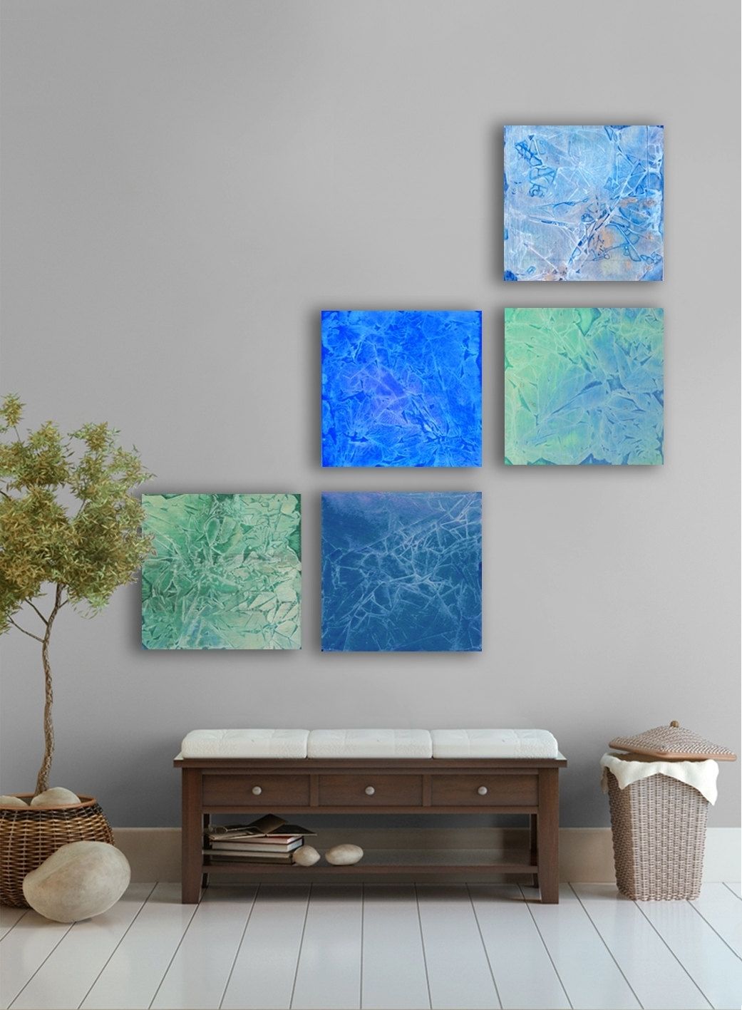 April Rain Abstract Painting, 5 Square Custom Abstract Wall Art Inside Current Blue Abstract Wall Art (Gallery 7 of 20)