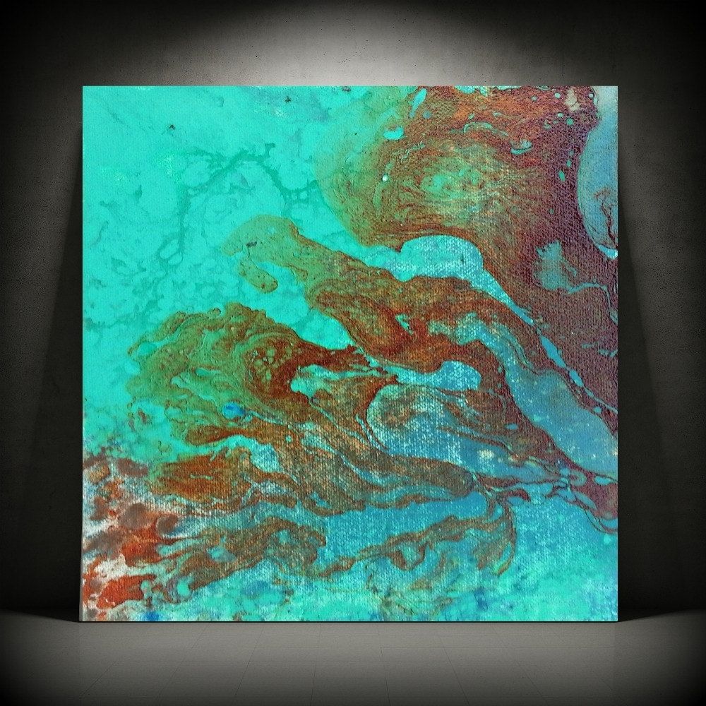 Art Painting Acrylic Paintings Abstract Small Wall Art Canvas Aqua With Most Recent Aqua Abstract Wall Art (View 9 of 20)