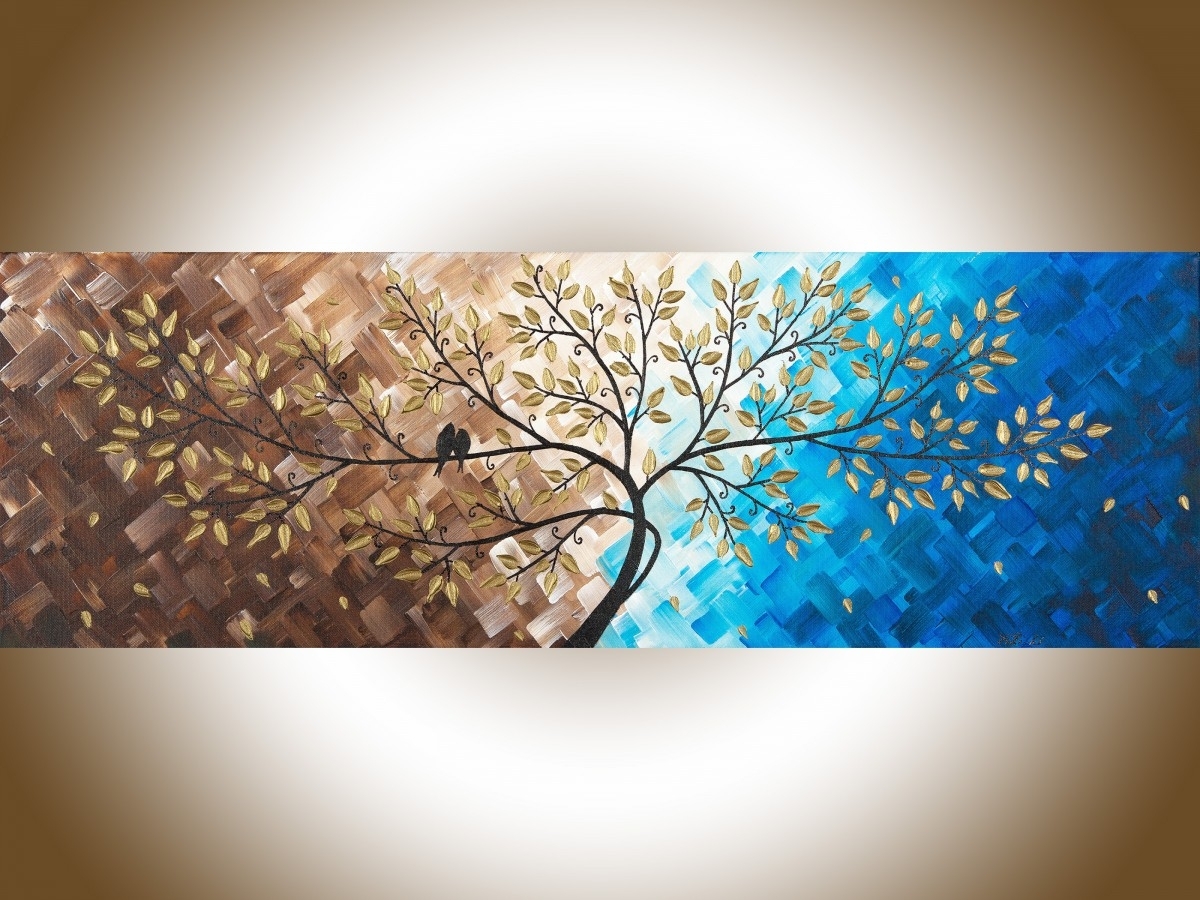 Beautiful Loveqiqigallery 36" X 12" Original Modern Abstract For Most Recent Abstract Office Wall Art (Gallery 1 of 20)