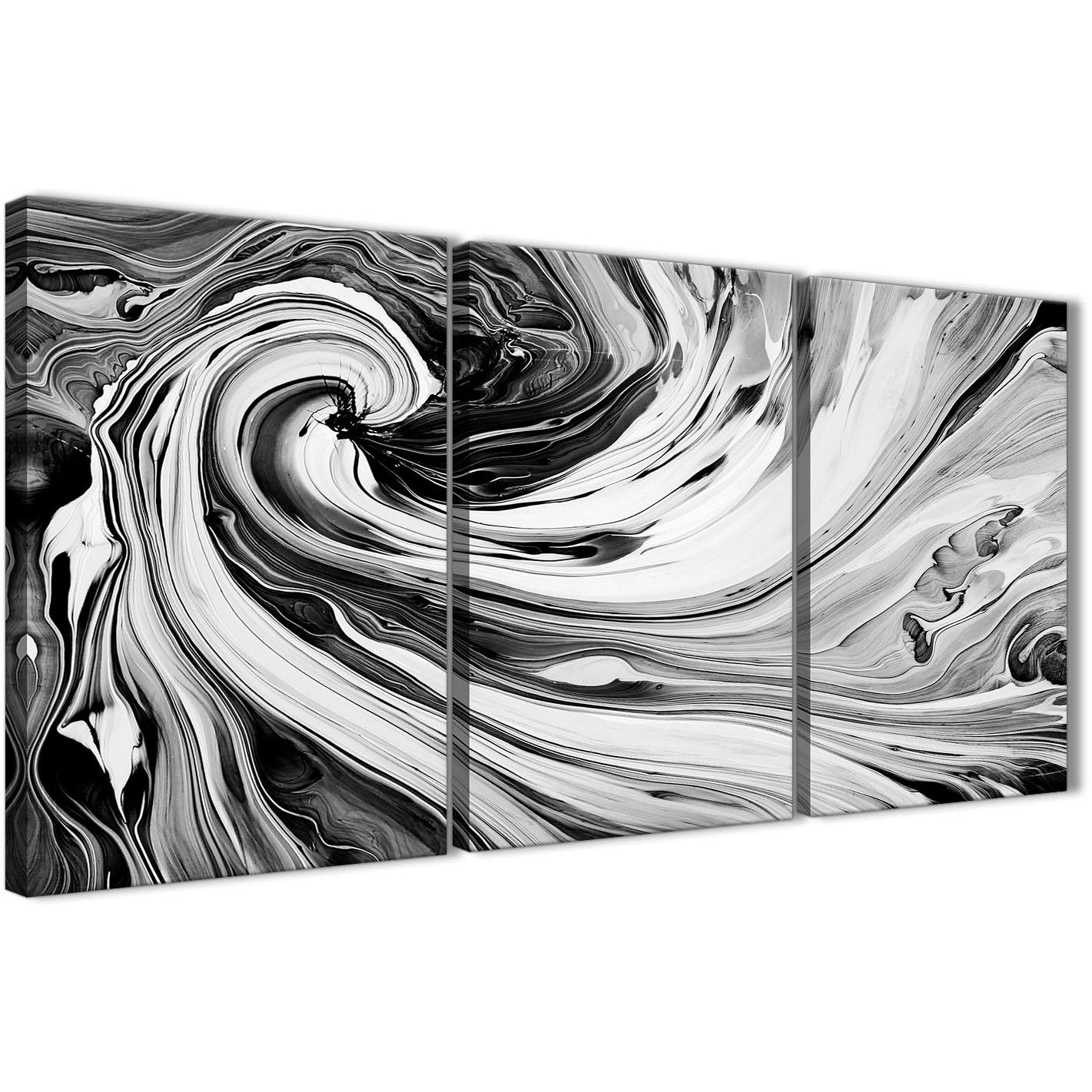 Black White Grey Swirls Modern Abstract Canvas Wall Art – Split 3 For Best And Newest Grey Abstract Canvas Wall Art (Gallery 18 of 20)