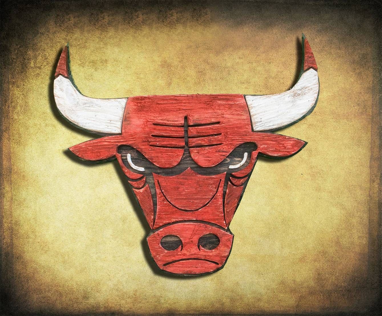 Chicago Bulls Handmade Distressed Wood Sign, Vintage, Art For Newest Wooden animal Wall Art (View 8 of 20)