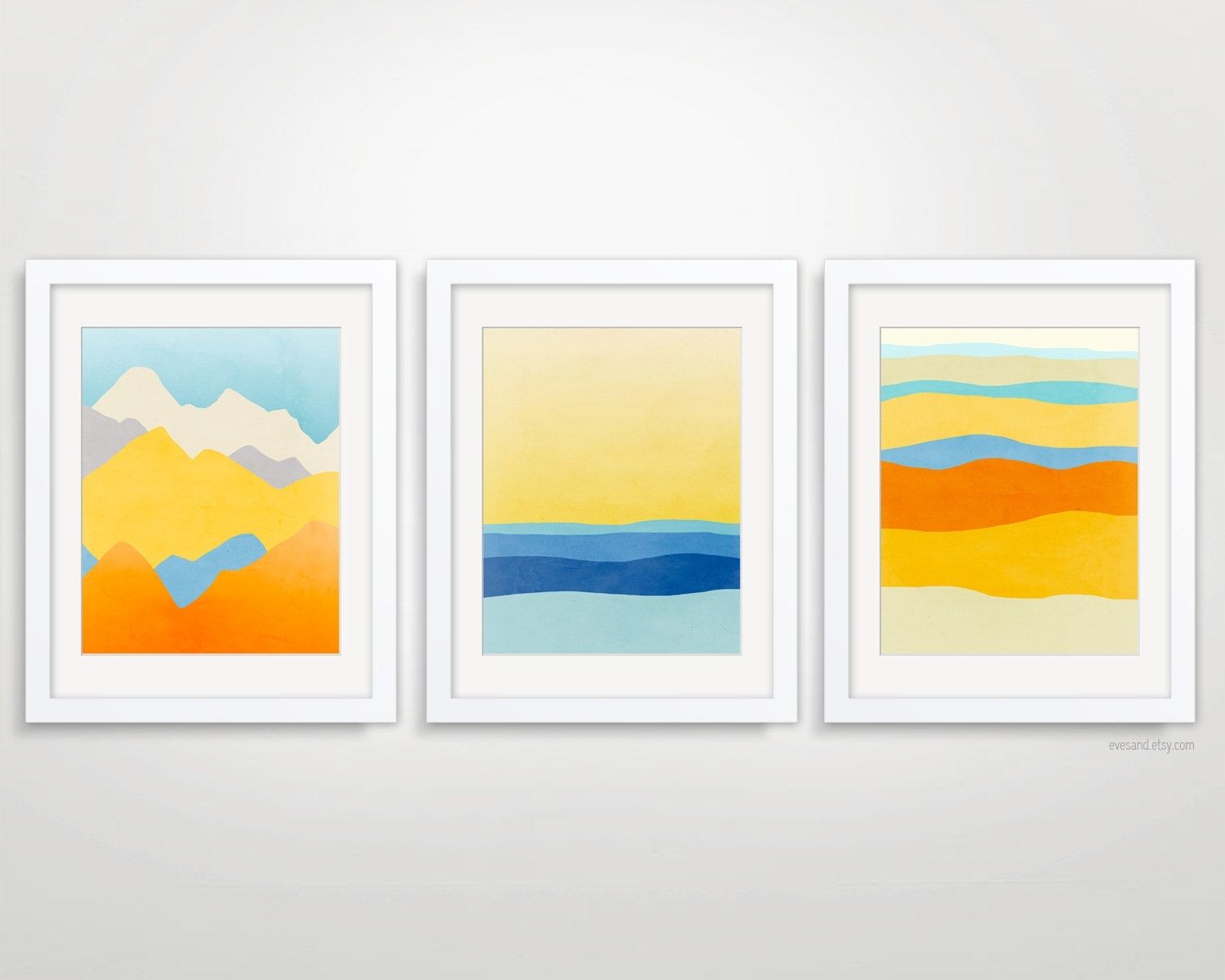 Colorful Wall Art Set Of 3 Prints, Abstract Art Prints, Living For Recent Abstract Wall Art Posters (View 4 of 20)