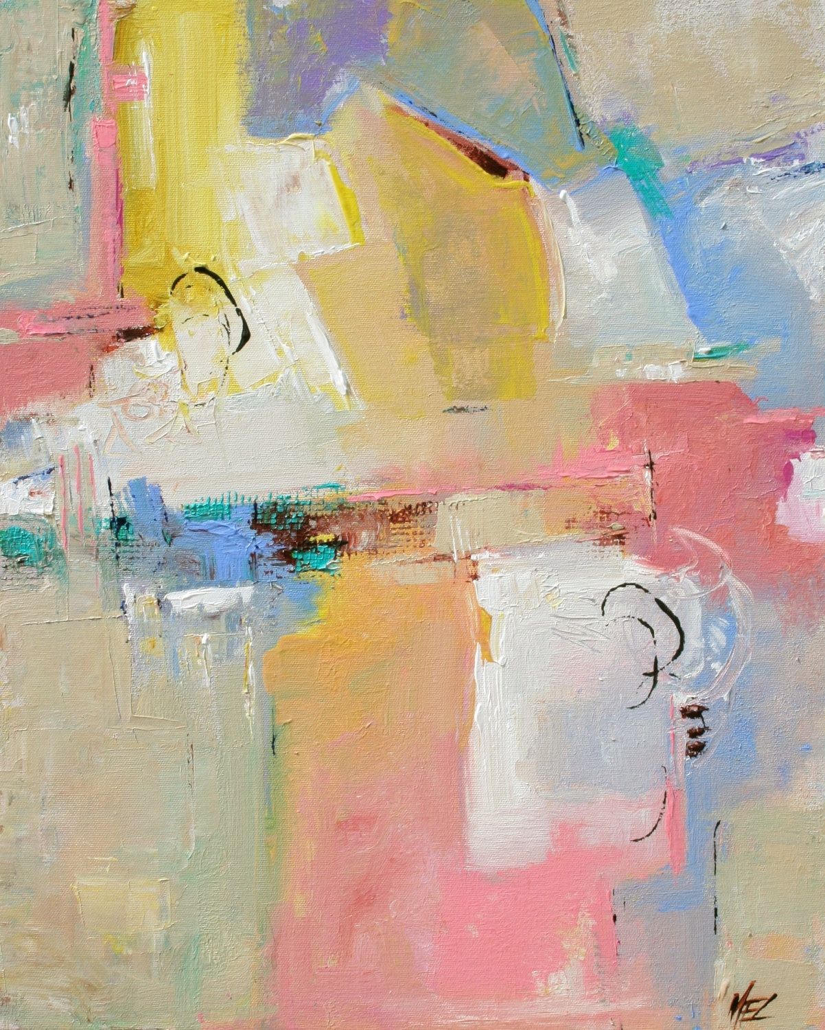 Contemporary Abstract Painting "caress" Original Soft Colors Throughout Current Pastel Abstract Wall Art (View 16 of 20)
