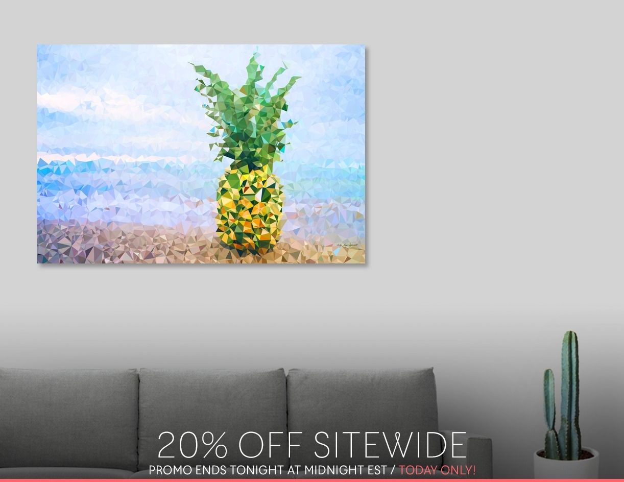 Discover «pineapple On Beach Tropical Paradise Triangles», Limited Intended For Recent Limited Edition Canvas Wall Art (Gallery 6 of 20)