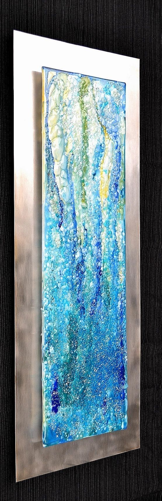 Fused Glass Wall Art "blue Rainforest" | Designer Glass Mosaics Inside Newest Abstract Fused Glass Wall Art (View 3 of 20)
