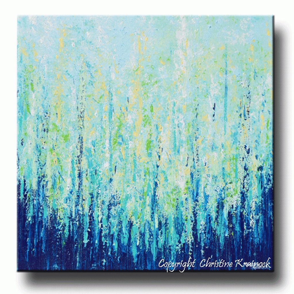 Giclee Print Abstract Painting Indigo Blue Aqua White Modern Intended For Latest Yellow And Grey Abstract Wall Art (View 20 of 20)