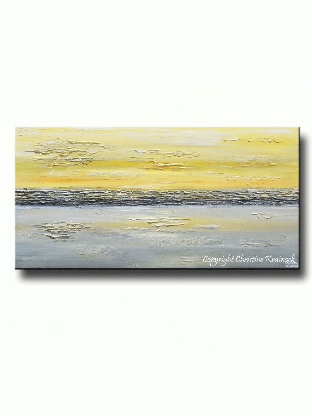 Giclee Print Art Abstract Painting Yellow Grey Wall Art Coastal Intended For Most Recently Released Abstract Horizon Wall Art (View 1 of 20)