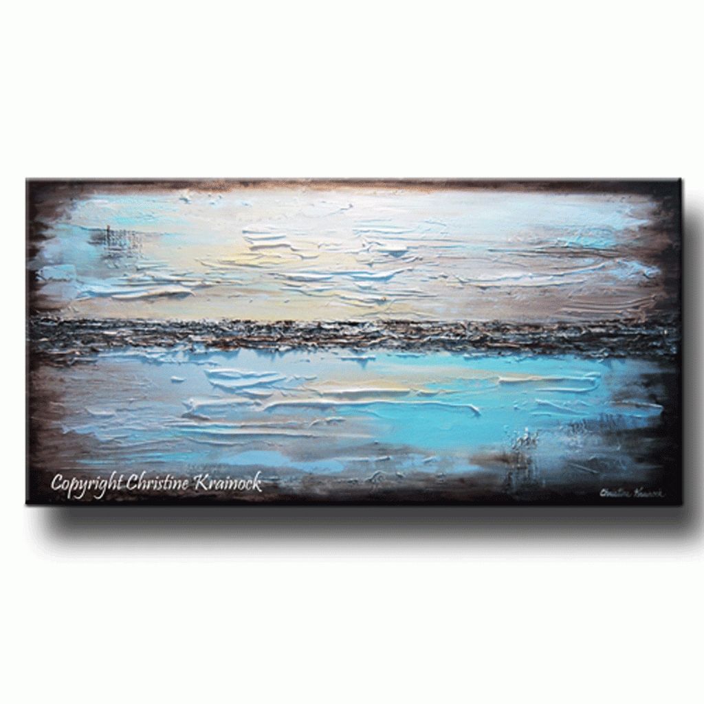 Giclee Print Art Blue Abstract Painting Modern Coastal Canvas In Most Recent Brown Abstract Wall Art (View 6 of 20)