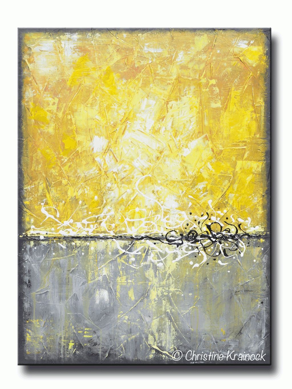 Giclee Print Art Yellow Grey Abstract Painting Canvas Prints Regarding 2018 Large Abstract Canvas Wall Art (View 16 of 20)