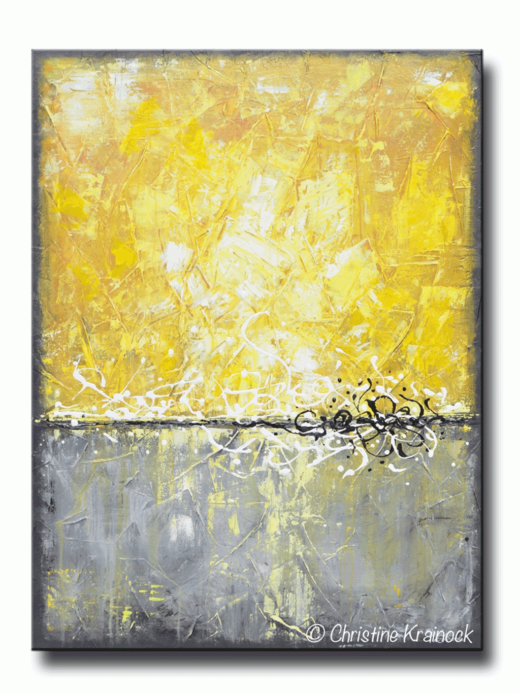 Giclee Print Art Yellow Grey Abstract Painting Canvas Prints Throughout Newest Yellow And Grey Abstract Wall Art (Gallery 1 of 20)