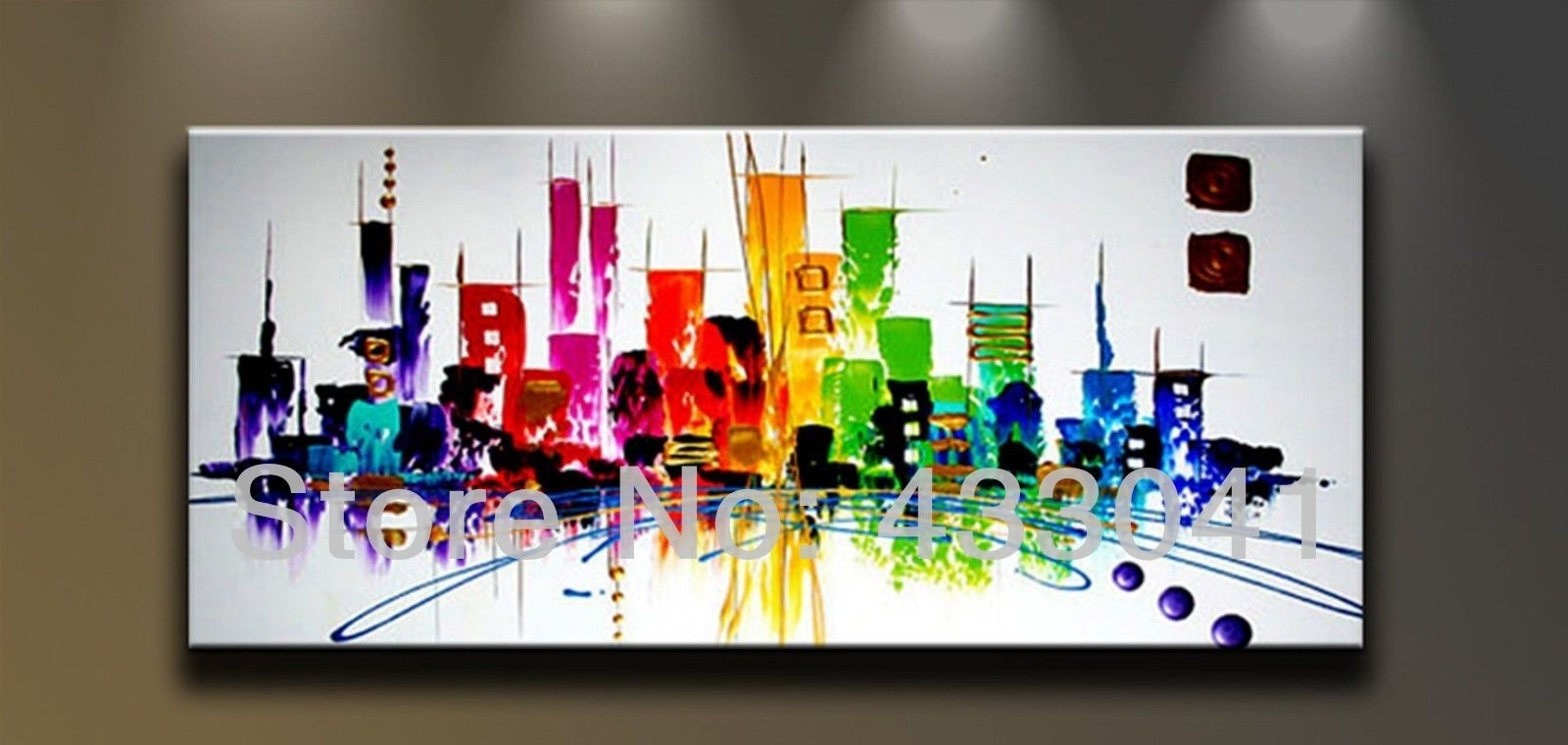 Hand Painted Large City Building Landscape Oil Painting Abstract For 2018 Modern Abstract Wall Art Painting (Gallery 1 of 20)