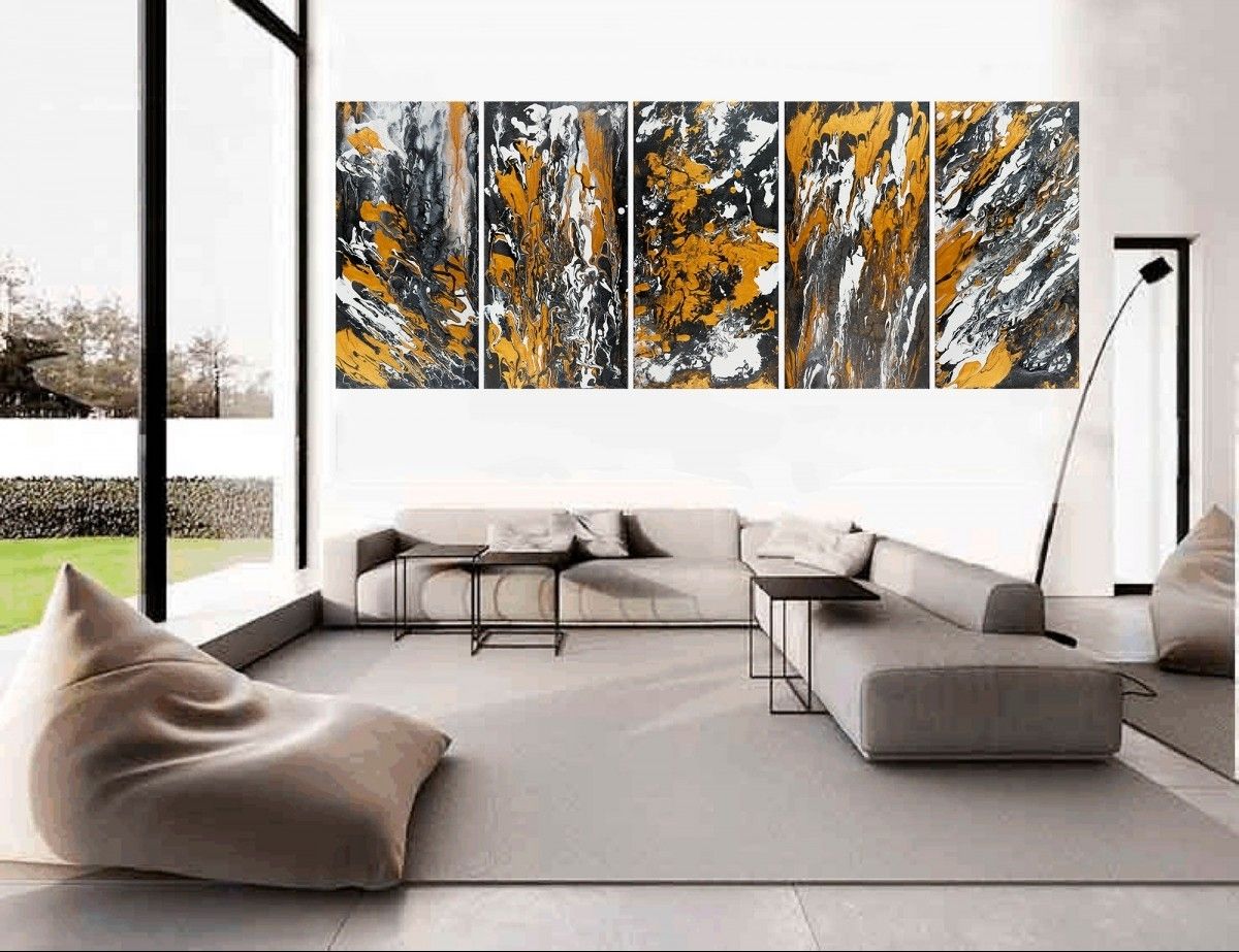 Heart Of The Earthqiqigallery 60"x24" Stretched Canvas Pertaining To Best And Newest Black And Gold Abstract Wall Art (Gallery 19 of 20)