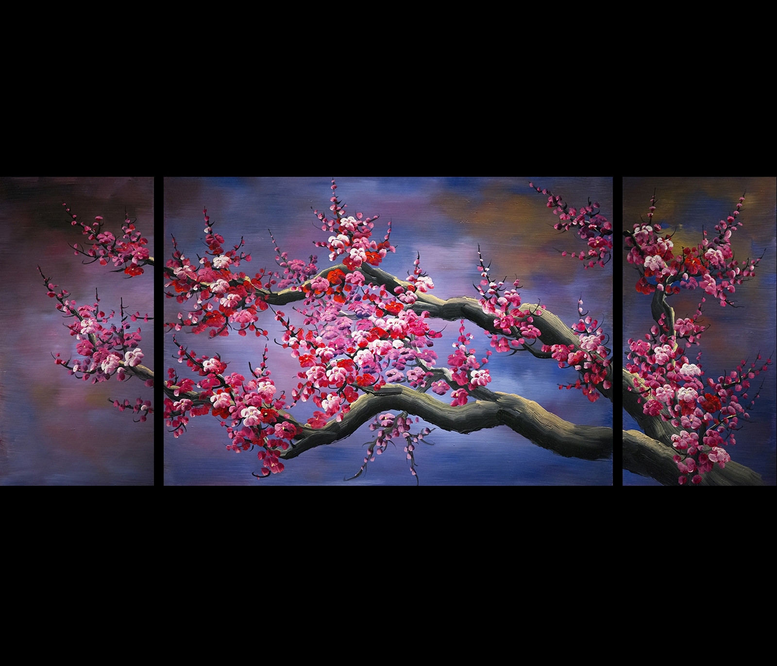 Japanese Cherry Blossom Canvas Wall Art Modern Abstract Painting For Most Current Abstract Cherry Blossom Wall Art (Gallery 1 of 20)