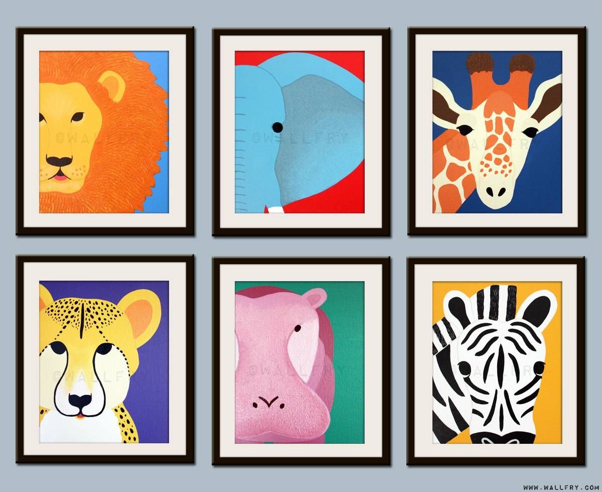 Kids Art For Children. Kids Decor. Jungle Nursery Art Safari With Most Current Jungle animal Wall Art (Gallery 4 of 20)