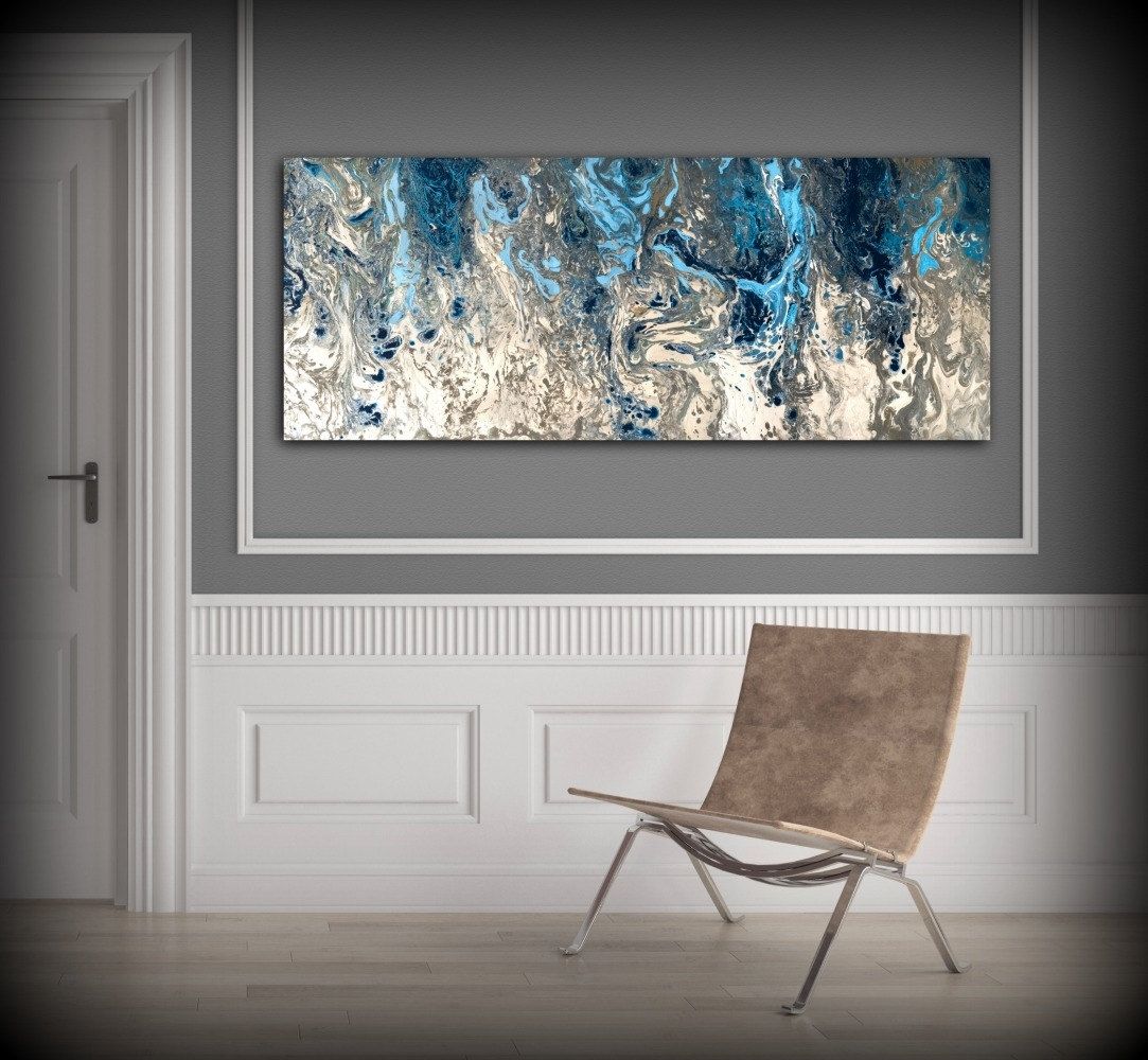 Large Abstract Painting Print Navy Blue Print Art Large Canvas Art For 2018 Abstract Wall Art Prints (View 1 of 21)