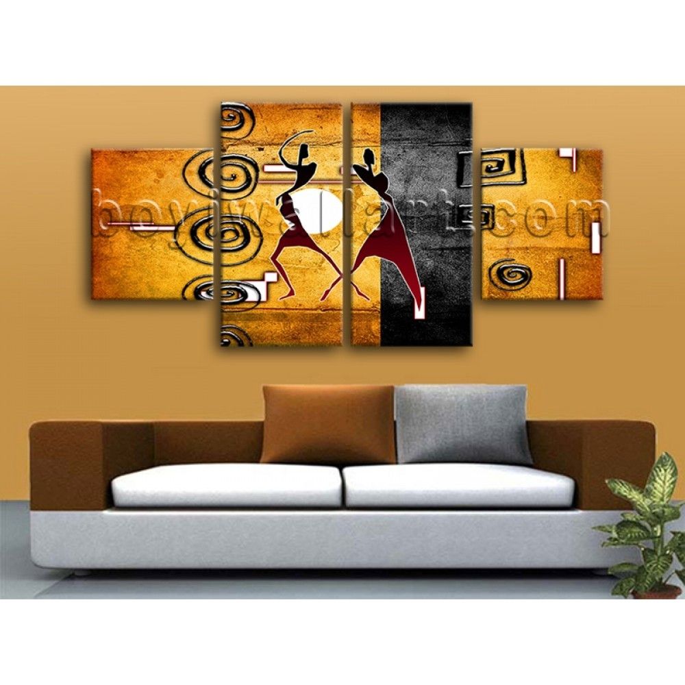 Large African Retro Abstract Wall Art On Canvas Dining Room Four For Most Recently Released Abstract Wall Art For Dining Room (View 6 of 20)