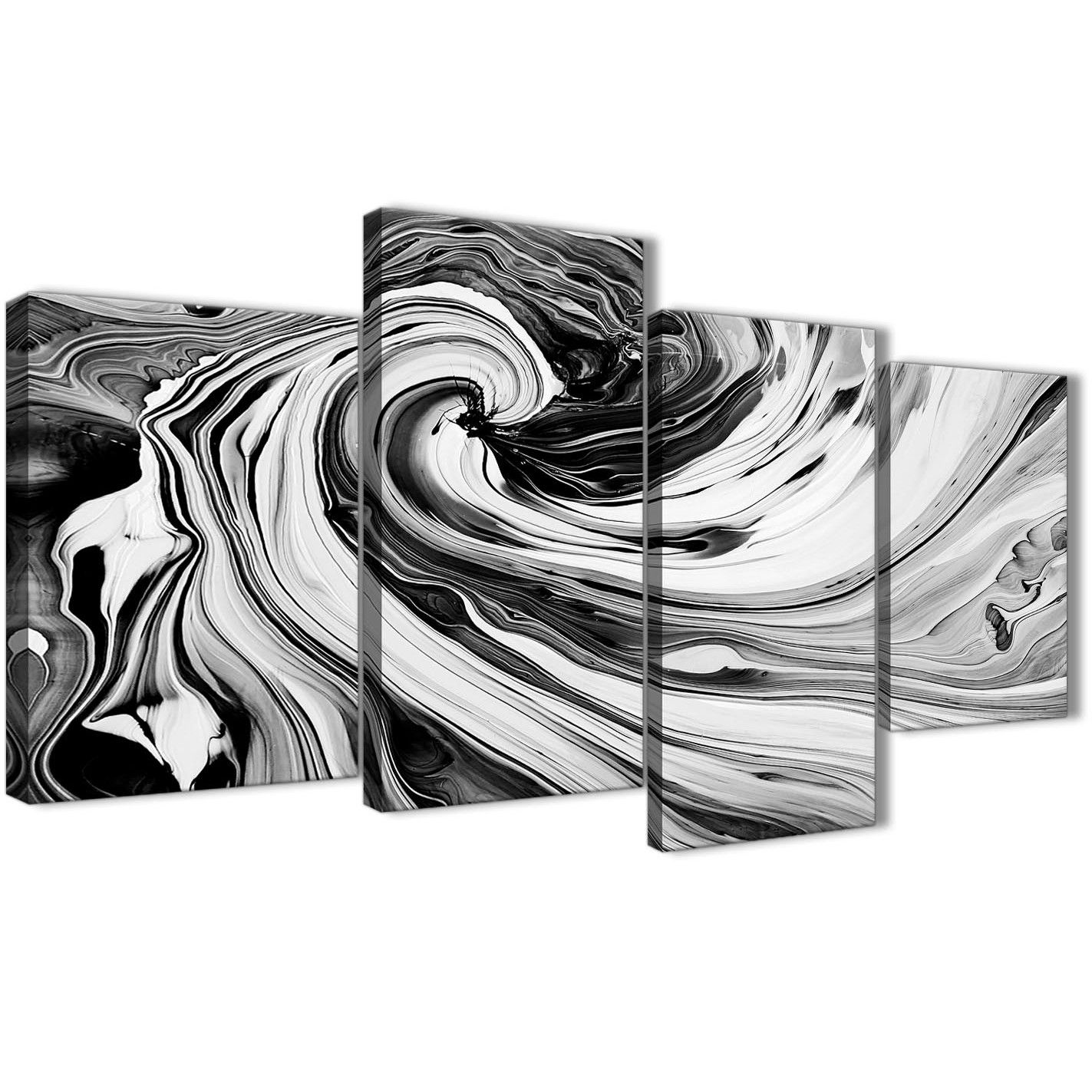 Large Black White Grey Swirls Modern Abstract Canvas Wall Art With Most Current Grey Abstract Canvas Wall Art (View 5 of 20)