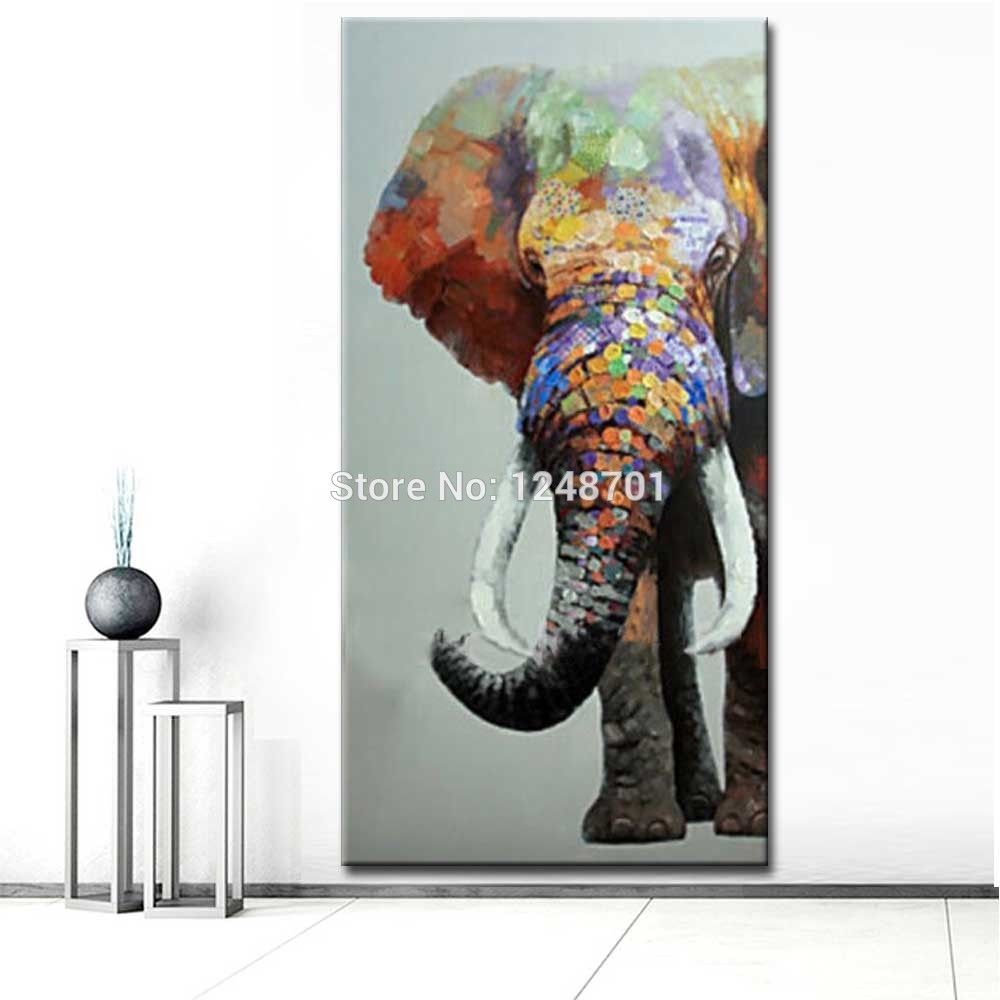 Large Size Hand Painted Abstract Elephant Oil Painting On Canvas For Best And Newest Abstract Elephant Wall Art (Gallery 4 of 20)