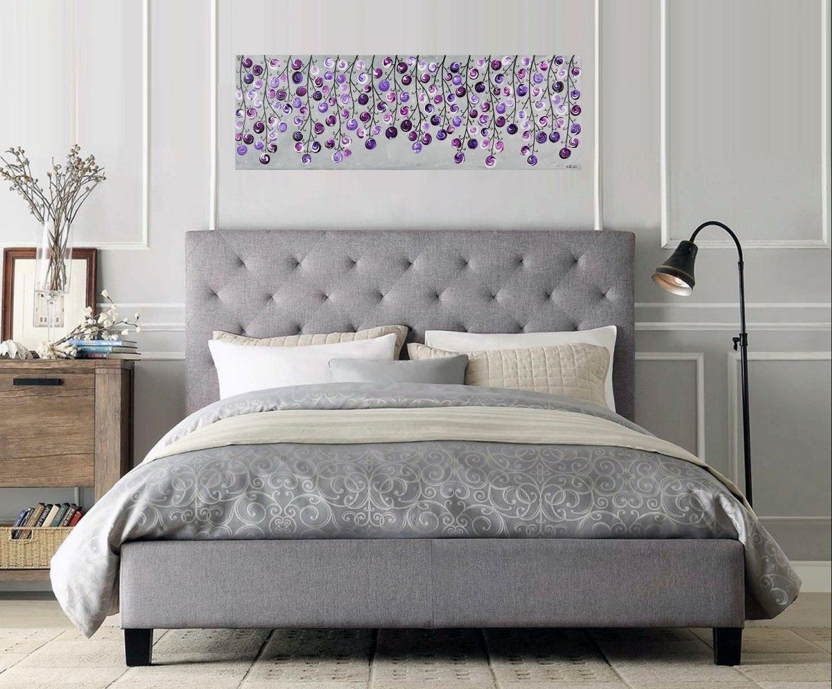Lavender Waveqiqigallery 36" X 12" Original Colorful Abstract With Regard To 2018 Purple And Grey Abstract Wall Art (View 17 of 20)