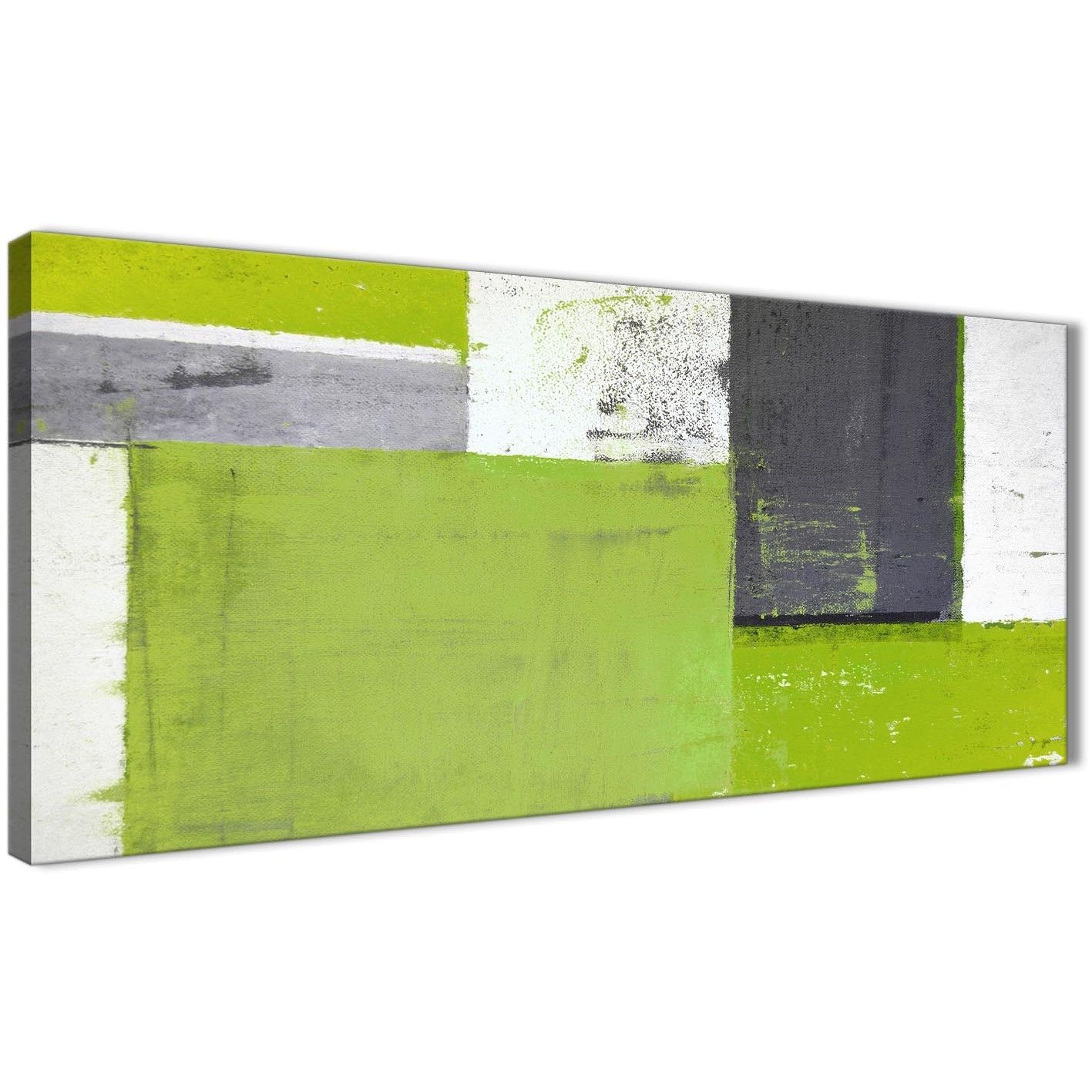 Lime Green Grey Abstract Painting Canvas Wall Art Print – Modern With Most Up To Date Green Abstract Wall Art (View 9 of 20)