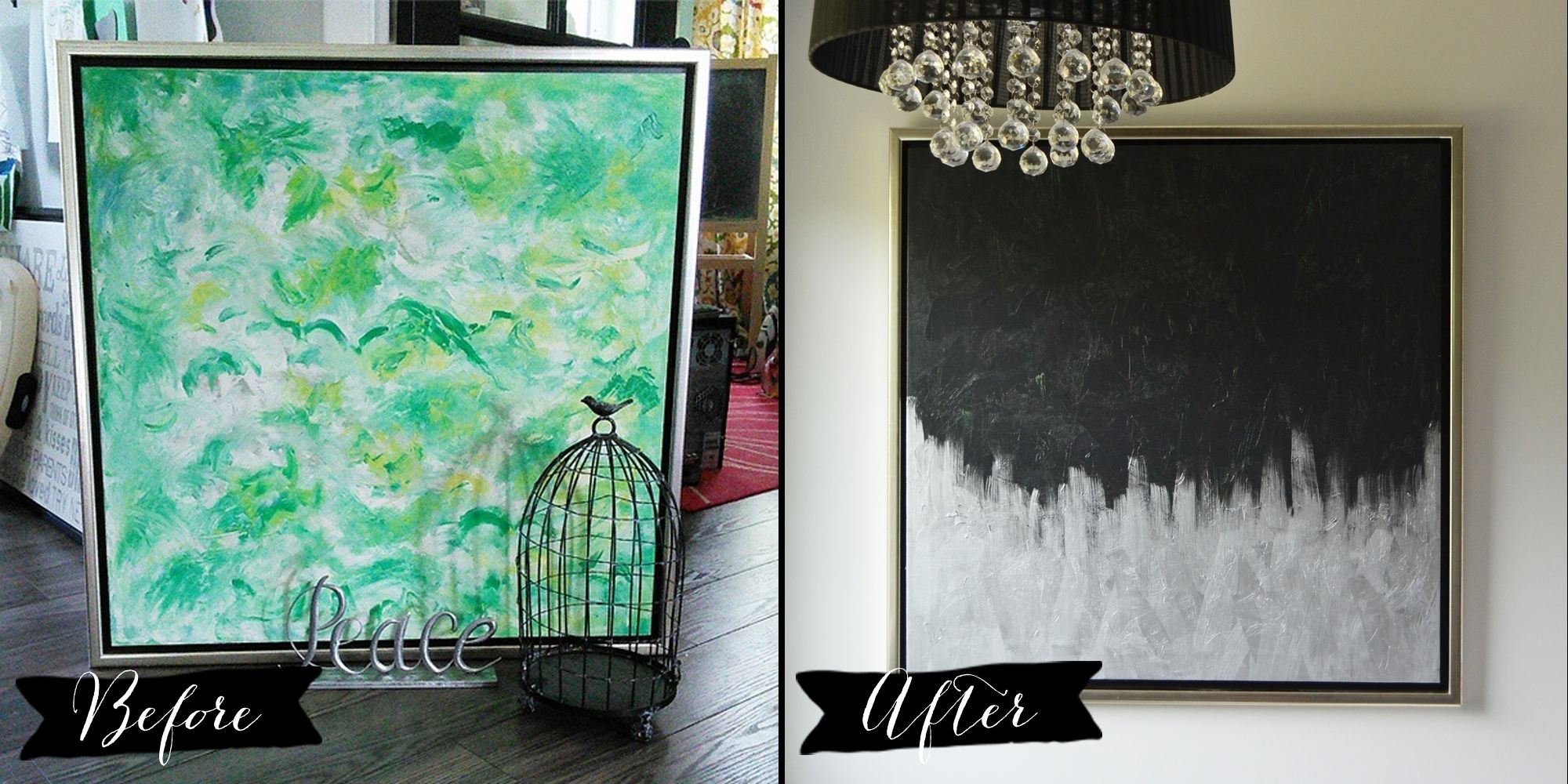 Make Modern Artwork From Thrift Store Canvas Art | The Diy Mommy Within Recent Giant Abstract Wall Art (View 12 of 20)