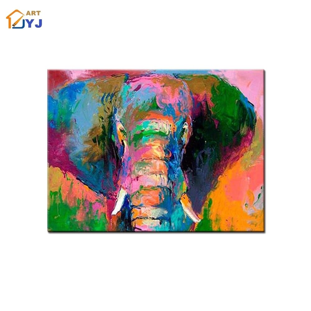Mix Color Elephant Pic Wall Art Hand Painted Modern Abstract Oil With Regard To Current Abstract Elephant Wall Art (View 12 of 20)