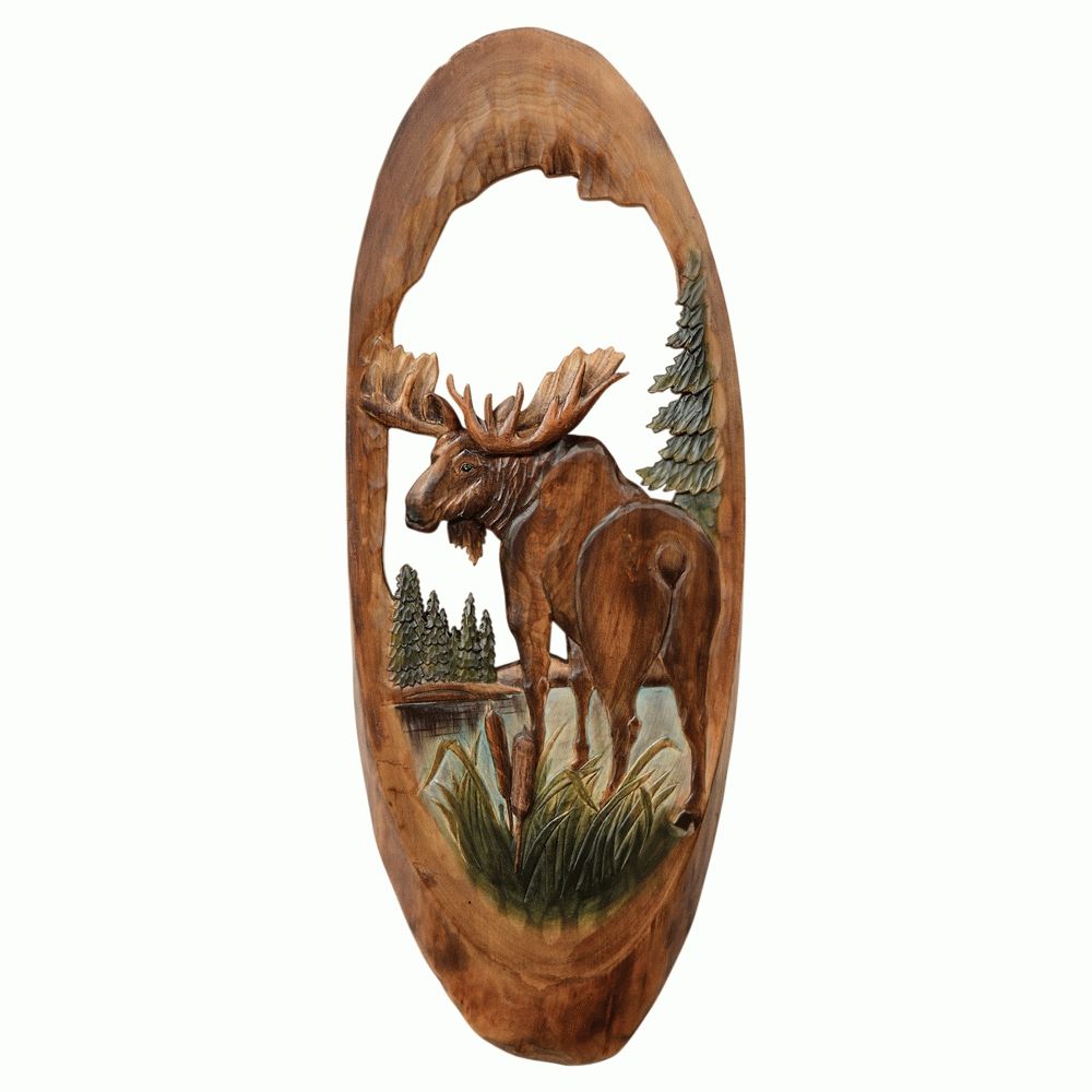 Moose Oval Wood Carving Wall Art Intended For Most Recently Released Wooden animal Wall Art (View 12 of 20)