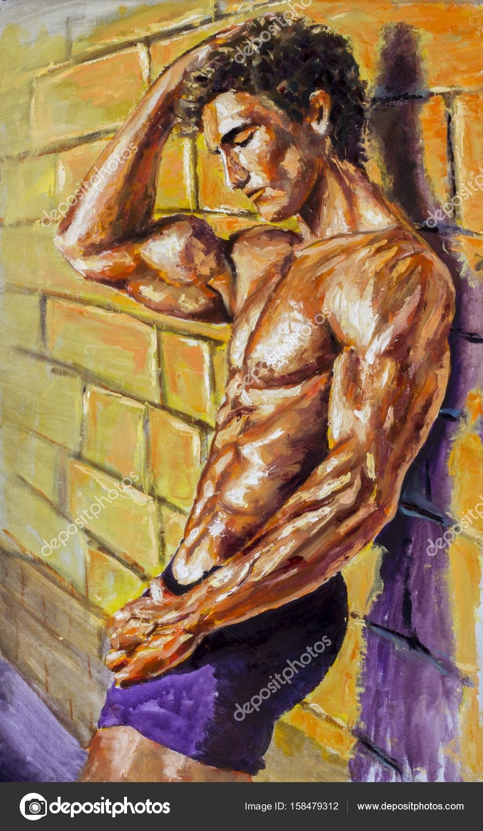 Painting, Naked, Nude, Fassion, Illustration, Man, Male, Abs, Sexy Regarding Most Recent Abstract Body Wall Art (View 14 of 20)