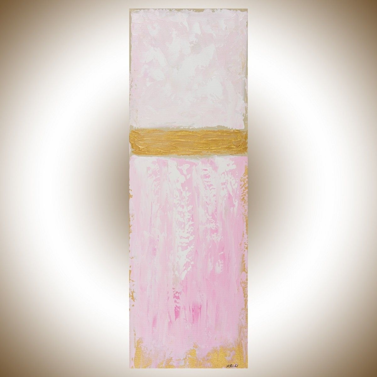 Pink Abstractqiqigallery 12" X 36" Abstract Landscape Painting Within Latest Pink Abstract Wall Art (View 17 of 20)