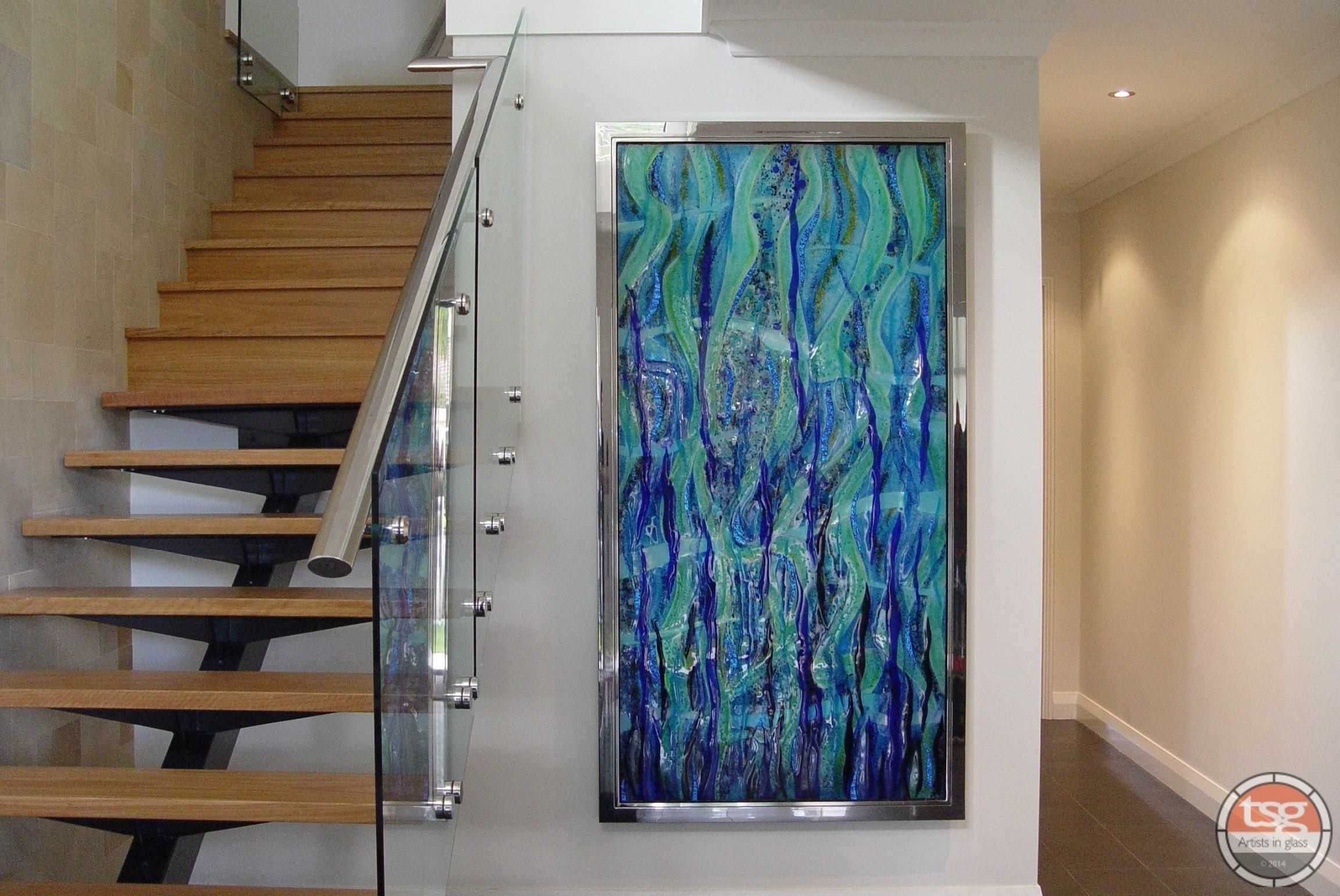 Popular Beach Triptych Fused Glass Wall Artjo Downs Beach Intended For Current Abstract Fused Glass Wall Art (Gallery 20 of 20)