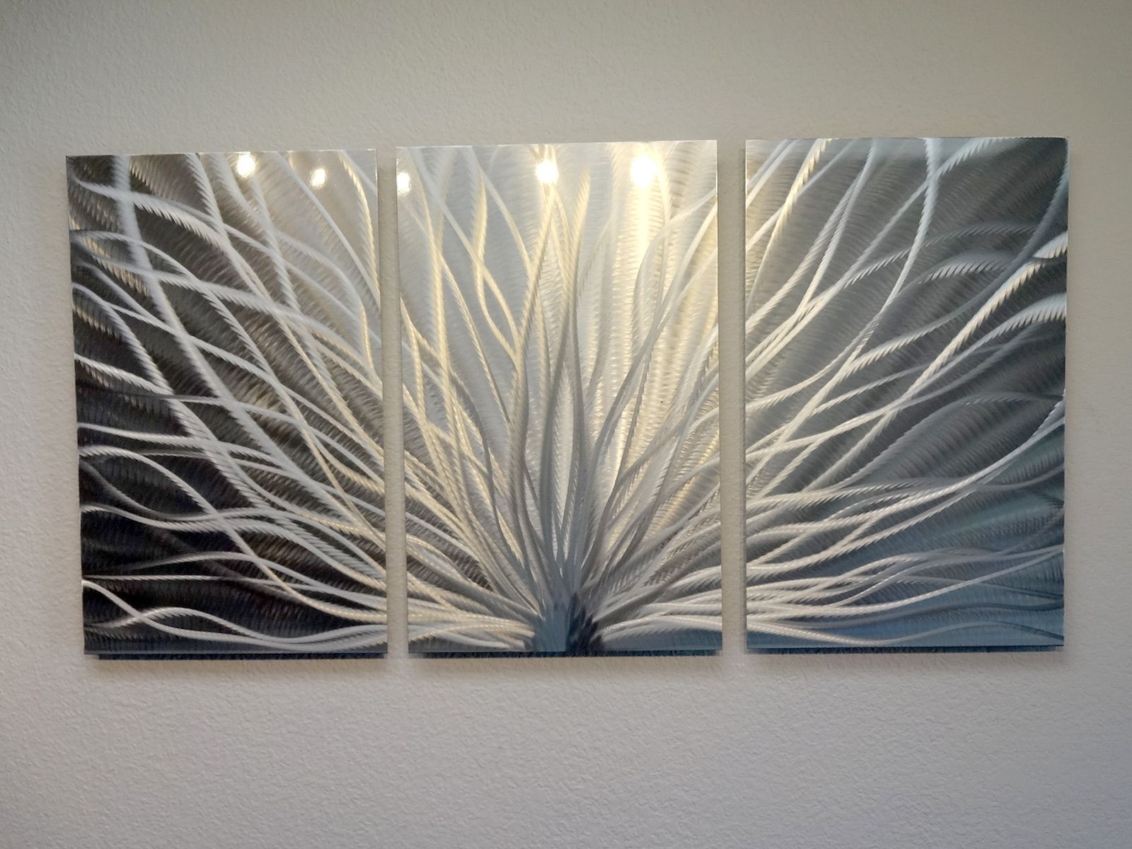 Radiance – 3 Panel Metal Wall Art Abstract Contemporary Modern Regarding Most Up To Date Abstract Canvas Wall Art Iii (View 14 of 20)
