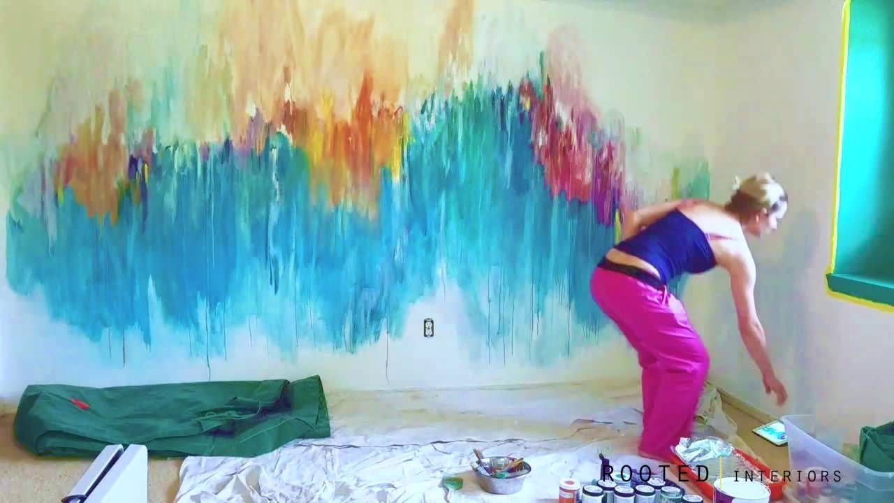 Rooted Interiors Abstract Bedroom Wall Mural – Youtube With Regard To Recent Abstract Art Wall Murals (View 12 of 20)