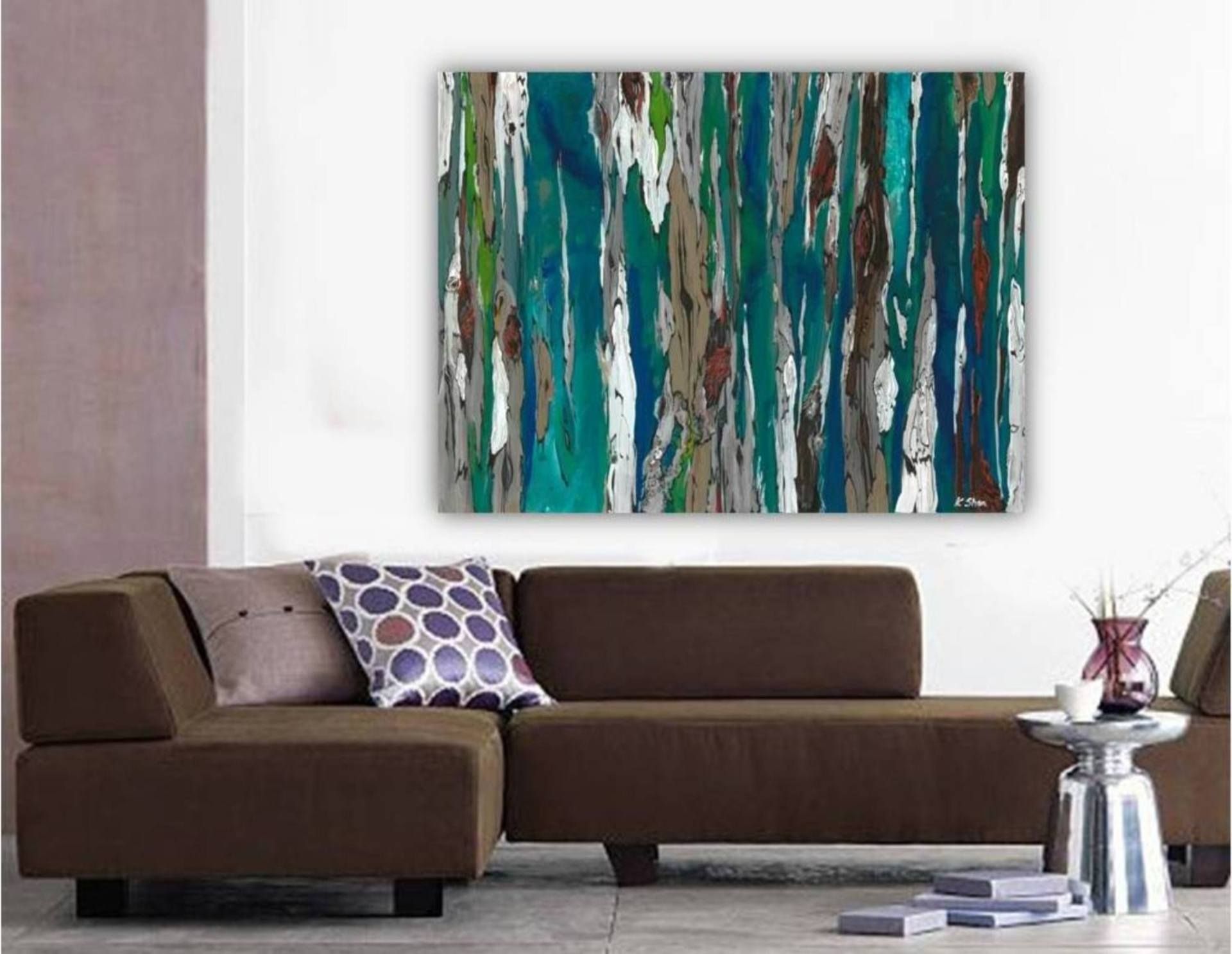 Saatchi Art: Large Contemporary Original Abstract Tree Landscape Inside Most Recent Blue And Brown Abstract Wall Art (View 13 of 18)