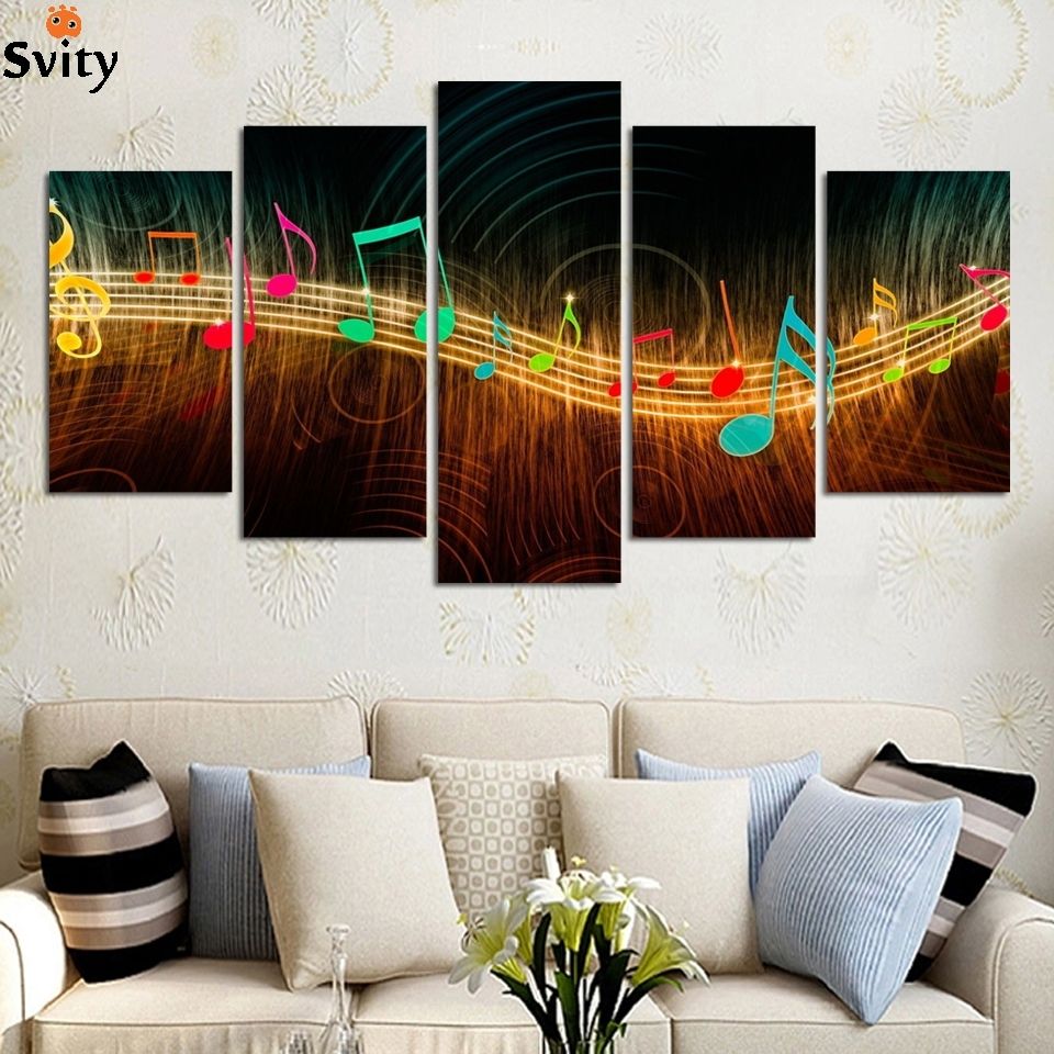 Unframed Painting On Canvas Abstract Music Notation Pictures Home In Most Recently Released Abstract Music Wall Art (View 6 of 20)