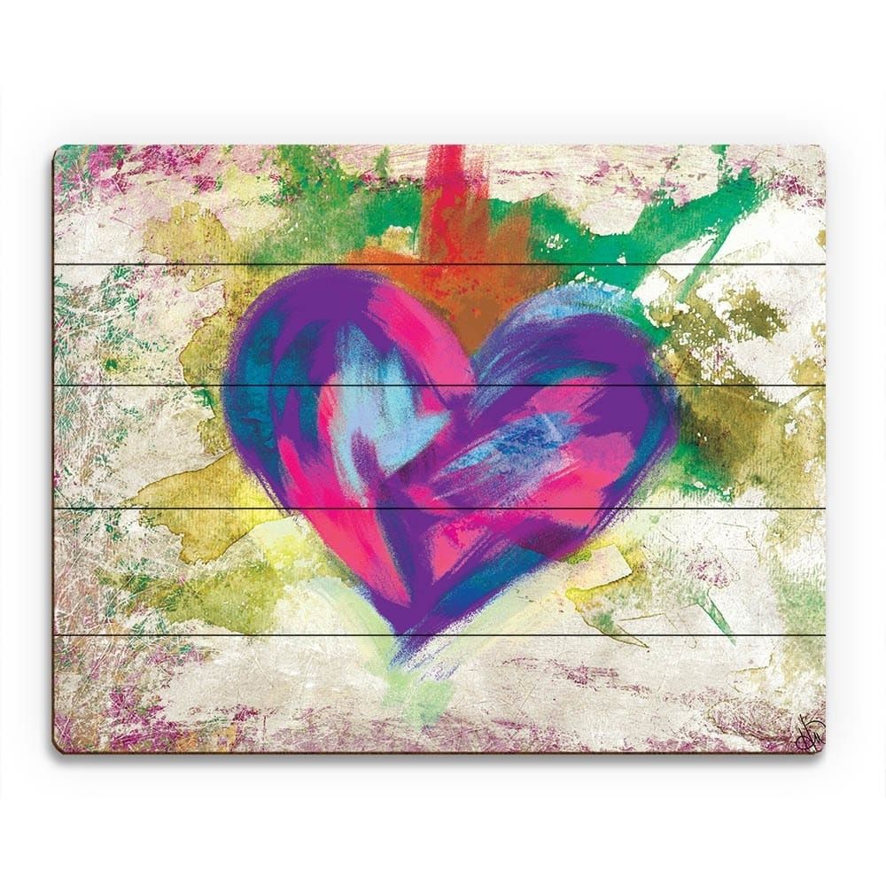 Up Beat Violet Abstract Heart Wall Art On Wood | Ebay Inside 2018 Abstract Heart Wall Art (View 14 of 20)