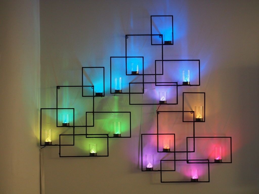 Wall Sconces With Hidden Weather Display And Tangible User With Regard To Most Recent Abstract Neon Wall Art (View 7 of 20)