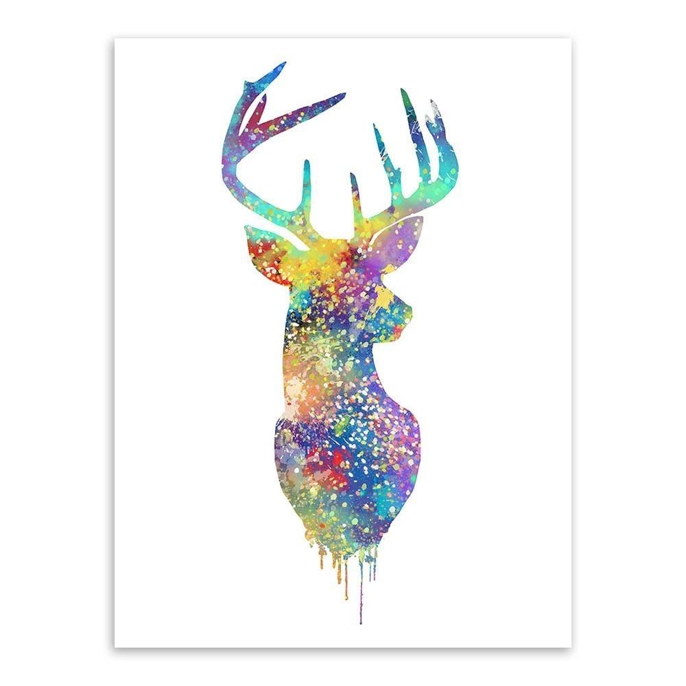 Watercolor Deer Head" Canvas Wall Art | Watercolor Deer, Canvases Within Most Popular Abstract Deer Wall Art (View 7 of 20)