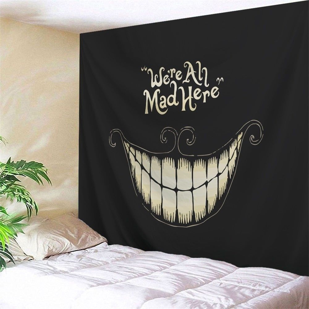 2018 Halloween Funny Smile Printed Wall Art Decor Tapestry Black W With Regard To Most Current Halloween Led Canvas Wall Art (Gallery 13 of 15)