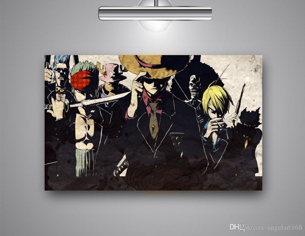 2018 Single Unframed One Piece Anime Abstract Painting Black Oil In Most Recent Anime Canvas Wall Art (View 5 of 15)