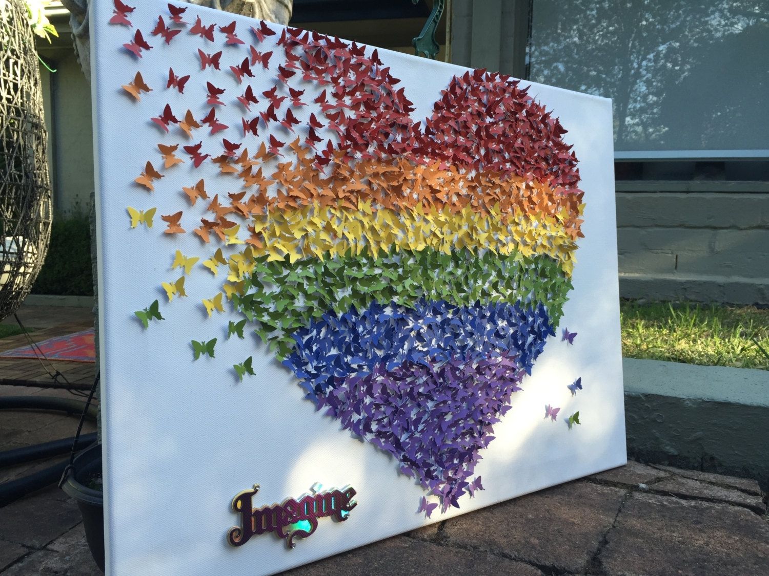 3d Love Heart , Wall Art , Hand Made , Rainbow Heart, Rainbow For Most Popular Rainbow Canvas Wall Art (View 5 of 15)