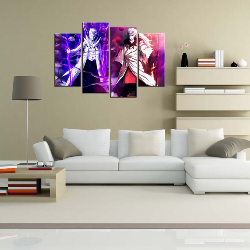 4 Panel Canvas Home Decor Canvas Wall Art Naruto Anime Painting With Latest Murals Canvas Wall Art (View 4 of 15)
