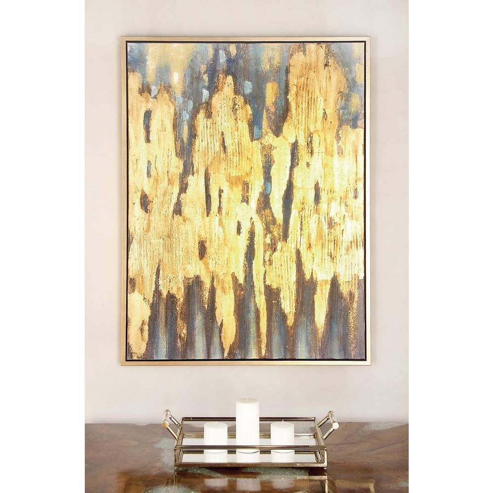 47 In. X 36 In. &quot;gold And Blue Color Field&quot; Canvas Wall Art-47455 pertaining to Recent Gold Canvas Wall Art