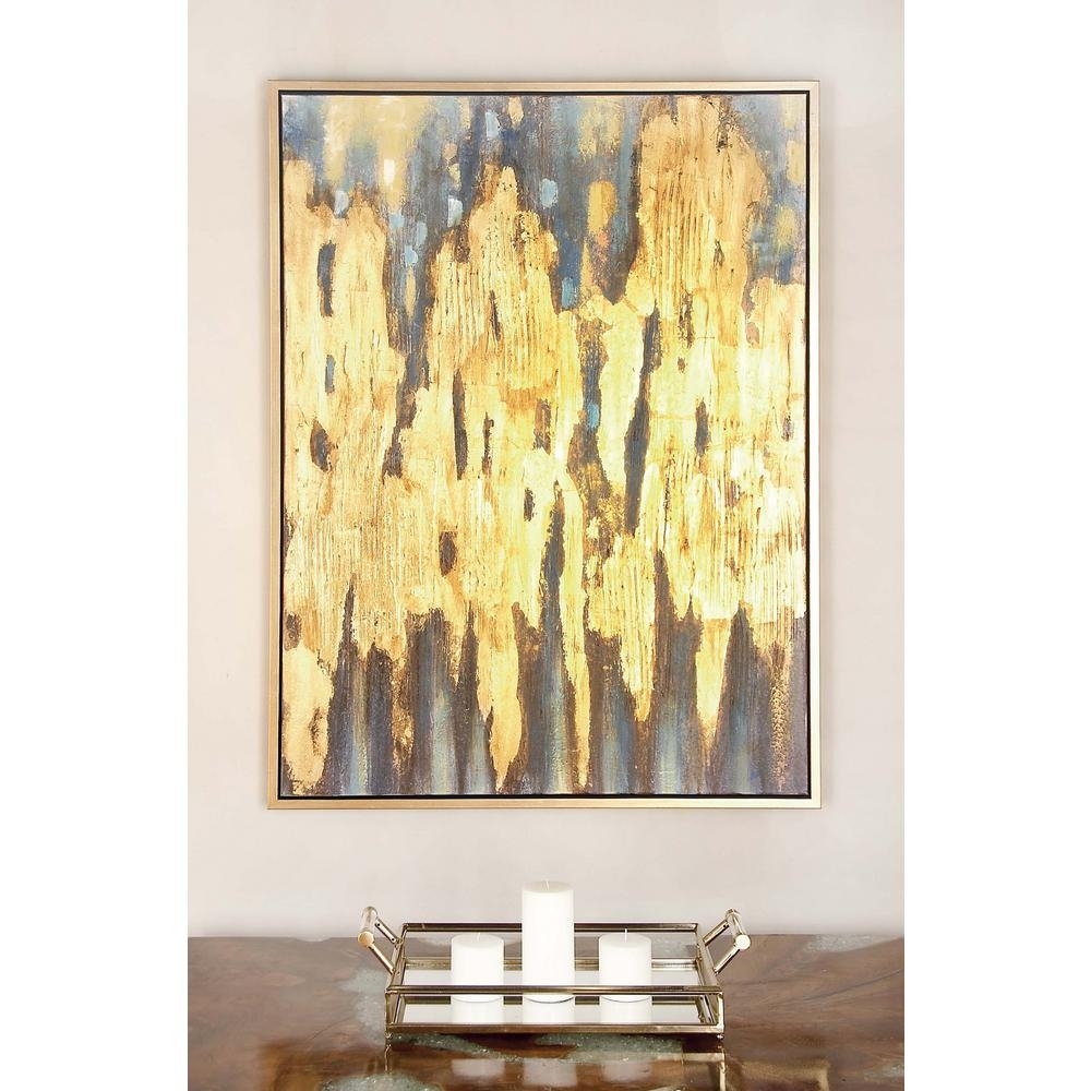 47 In. X 36 In. "gold And Blue Color Field" Canvas Wall Art 47455 Pertaining To Recent Gold Canvas Wall Art (Gallery 3 of 15)