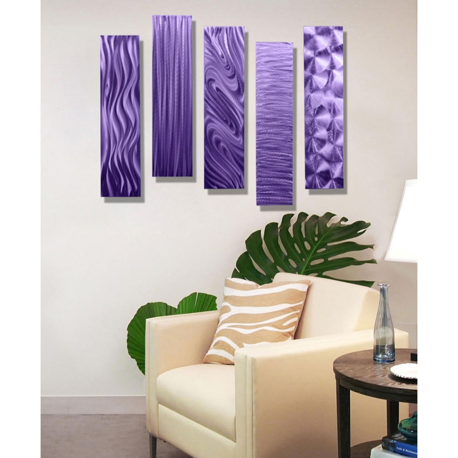 5 Easy Pieces Purple – Set Of Five 24" X 6" Metal Wall Art Accents In Current Wall Art Accents (Gallery 1 of 15)