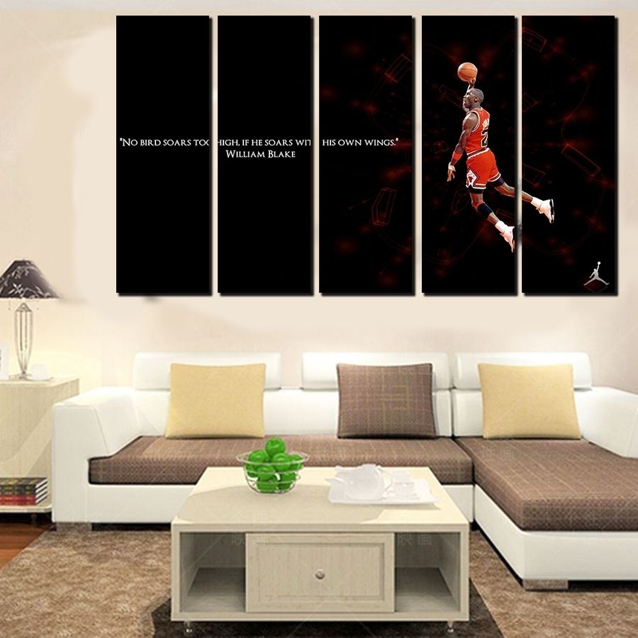 5 Pcs For Michael Jordan Large Seaview Canvas Print Painting For In Most Current Michael Jordan Canvas Wall Art (View 1 of 15)
