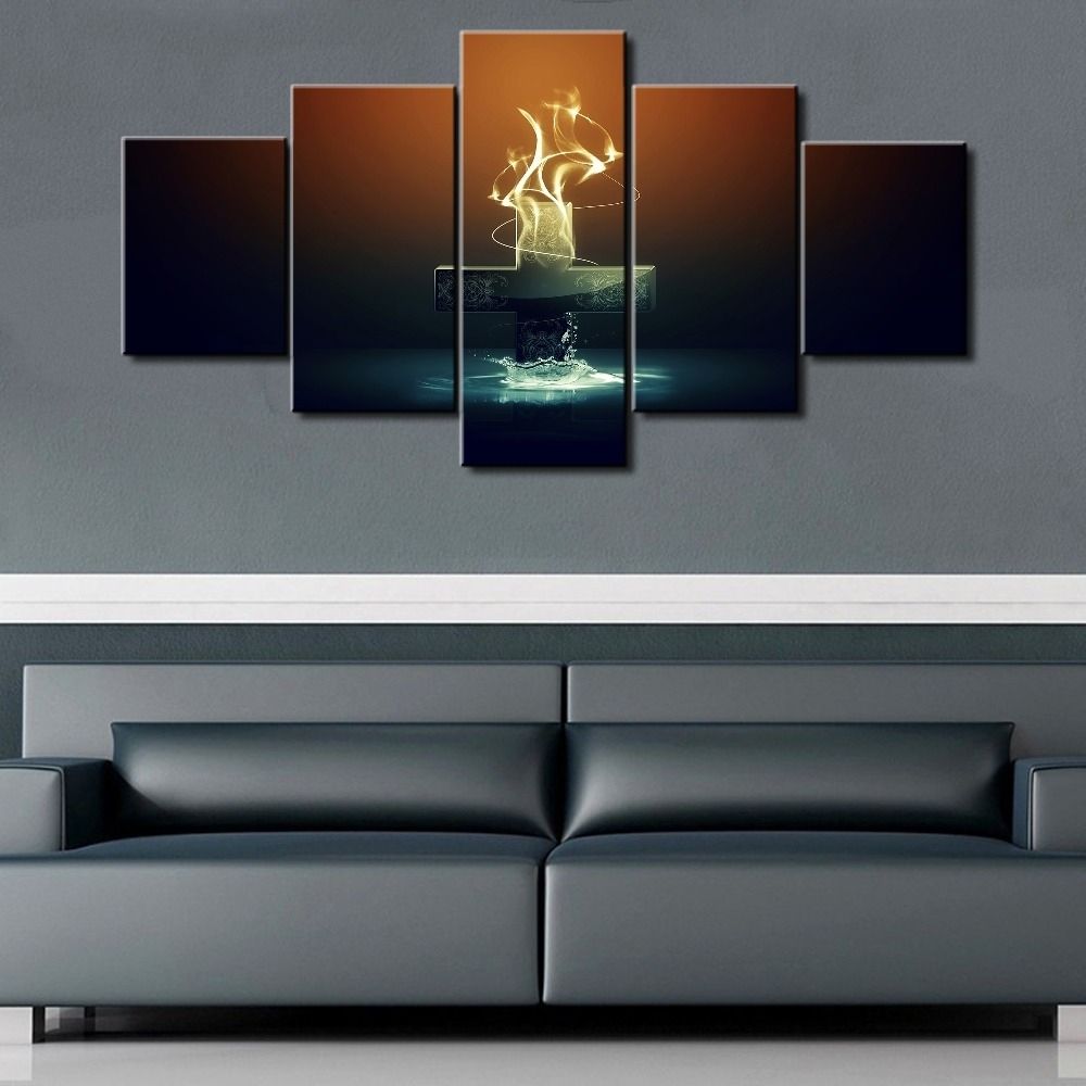 5 Piece Modular Canvas Art Jesus Cross Paintings On Canvas Wall For Most Up To Date Jesus Canvas Wall Art (View 9 of 15)